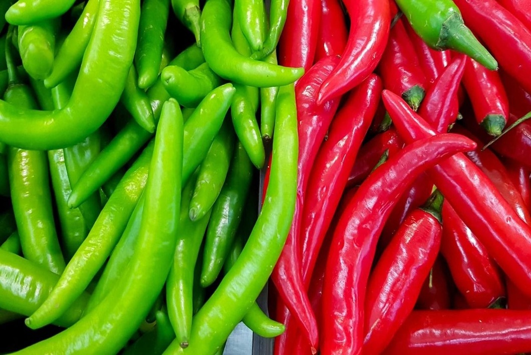 Fresh Green & Red Chilies
